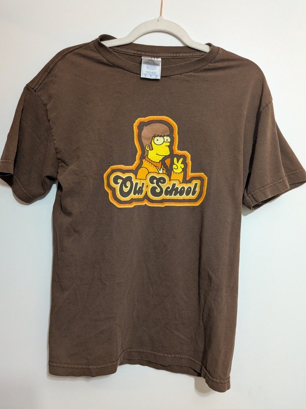 Vintage The Simpsons Homer Old School T-Shirt Mens Medium Brown Y2K Graphic Tee